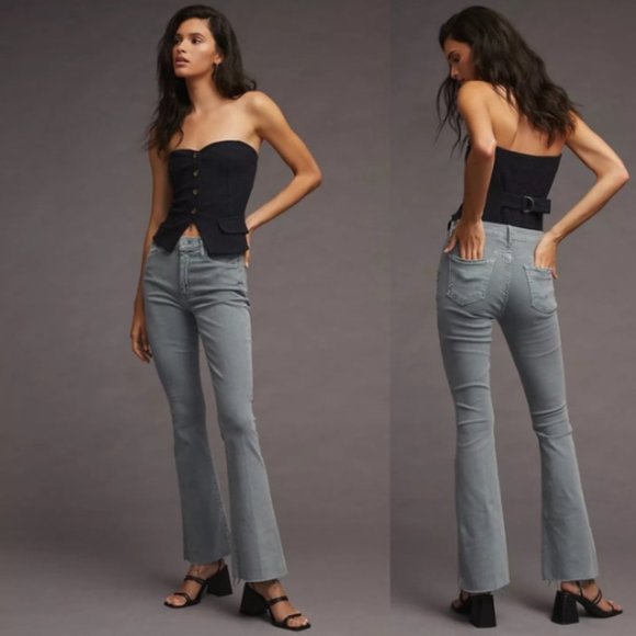 MOTHER Denim - NWT MOTHER The Weekender Fray Jeans raw hem flared in Lead Gray